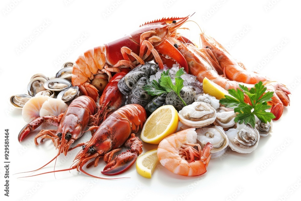 Fresh Seafood Platter with Lobster, Shrimp, Mussels and Oysters. Fresh Seafood Platter with Lobster, Shrimp, Mussels and Oysters.