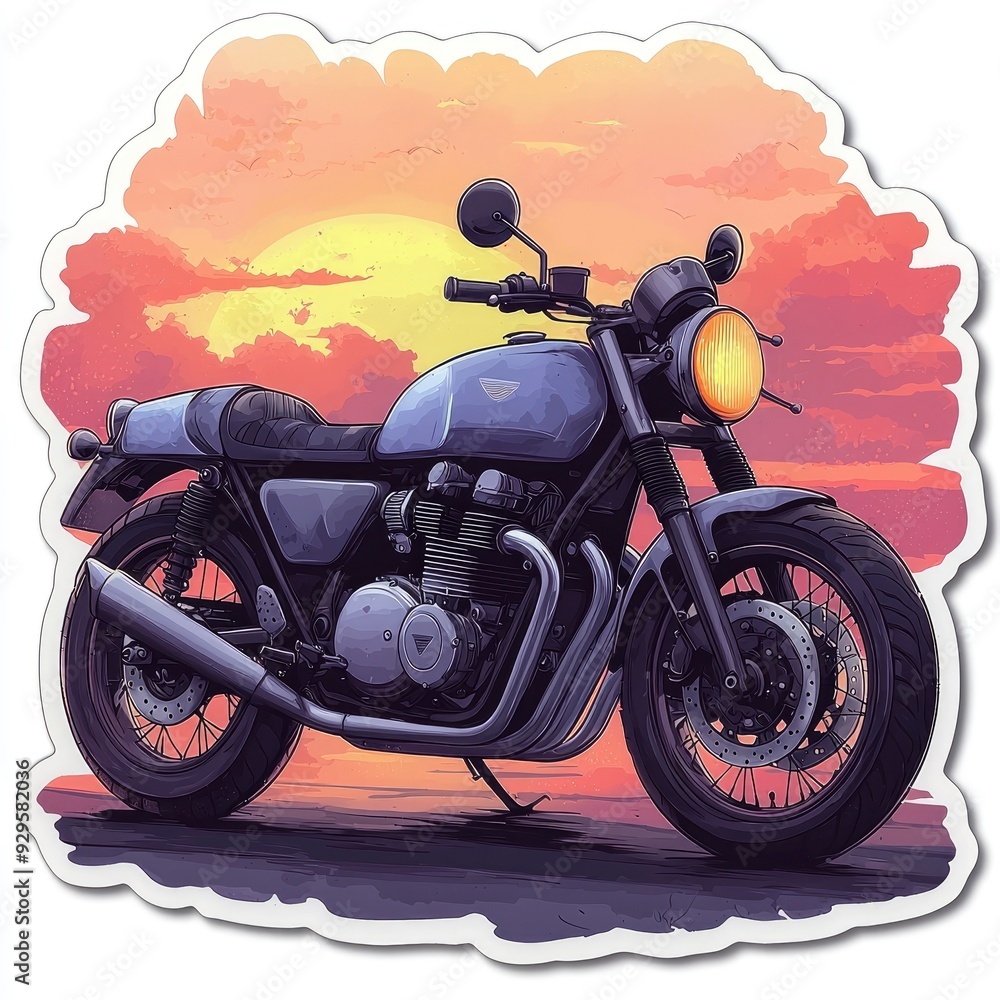 Obraz premium Classic Motorcycle at Sunset