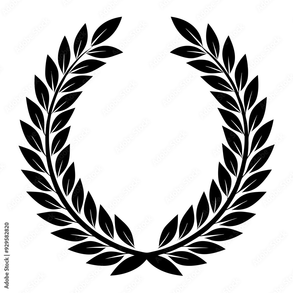 Obraz premium Wreaths and branches with leaves. laurel wreaths and branches collection. Laurels wreaths, swirls, twigs and flower ornaments.
