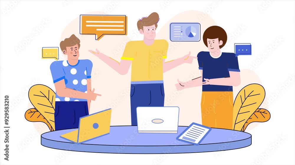 people in a brainstorming session sharing ideas at a creative workspace illustration business animated video people in a brainstorming session sharing ideas at a creative workspace illustration business animated video