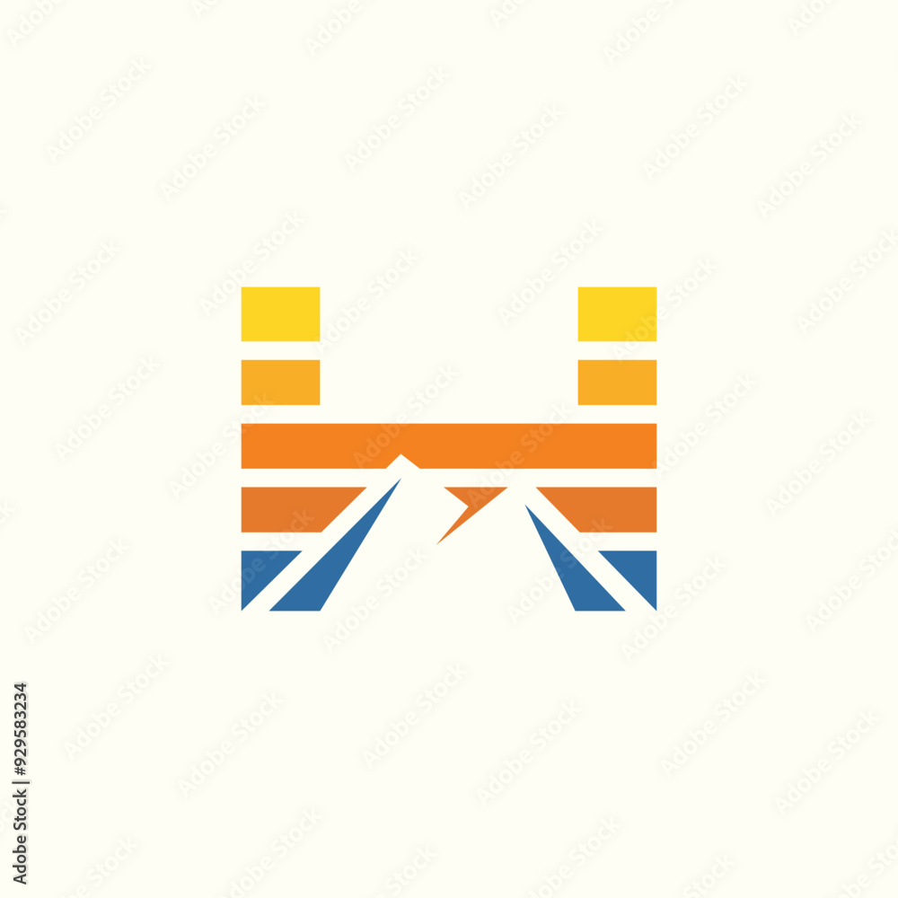 Retro Letter H Mountain Logo Retro Letter H Mountain Logo