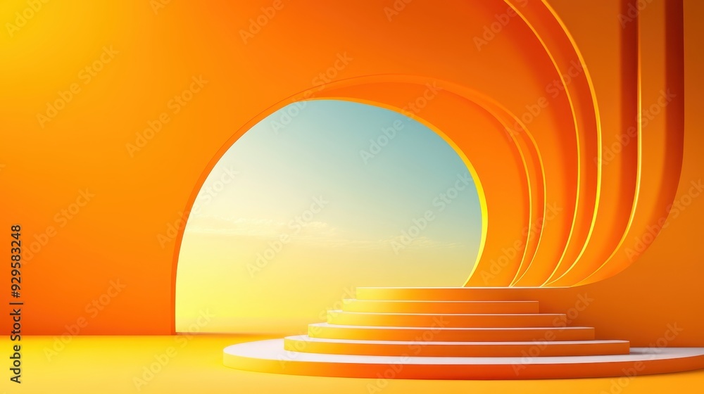 Nature-Inspired Organic Podium with Flowing Curves - Flat Design Illustration Nature-Inspired Organic Podium with Flowing Curves - Flat Design Illustration
