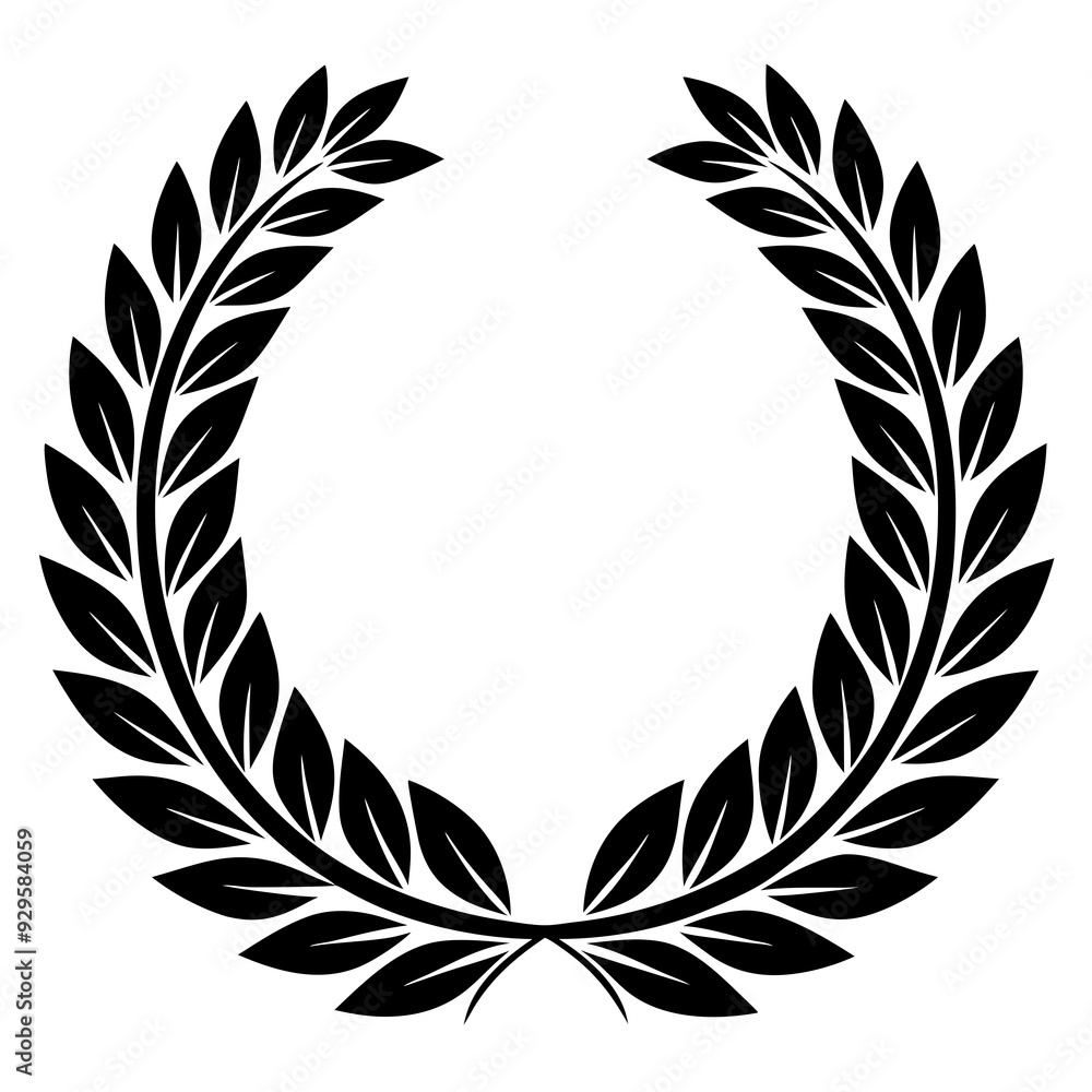 Obraz premium Wreaths and branches with leaves. laurel wreaths and branches collection. Laurels wreaths, swirls, twigs and flower ornaments.