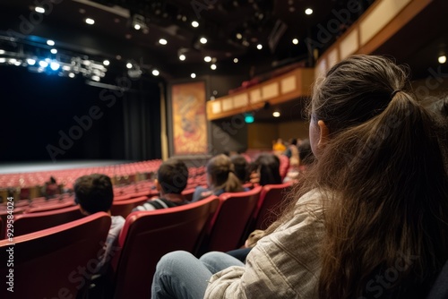 A field trip to a local theater, where students watch a play and participate in a backstage tour