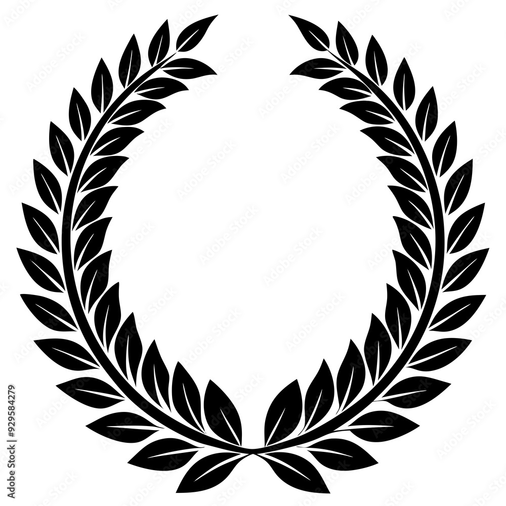 Obraz premium Wreaths and branches with leaves. laurel wreaths and branches collection. Laurels wreaths, swirls, twigs and flower ornaments.