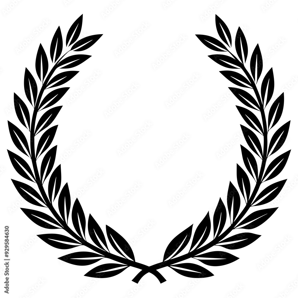 Obraz premium Wreaths and branches with leaves. laurel wreaths and branches collection. Laurels wreaths, swirls, twigs and flower ornaments.