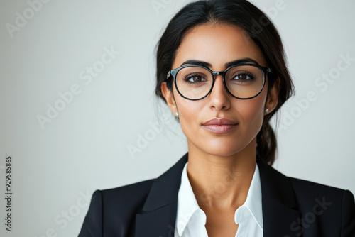 Arabian businesswoman wearing suit and glasses serious work at the office