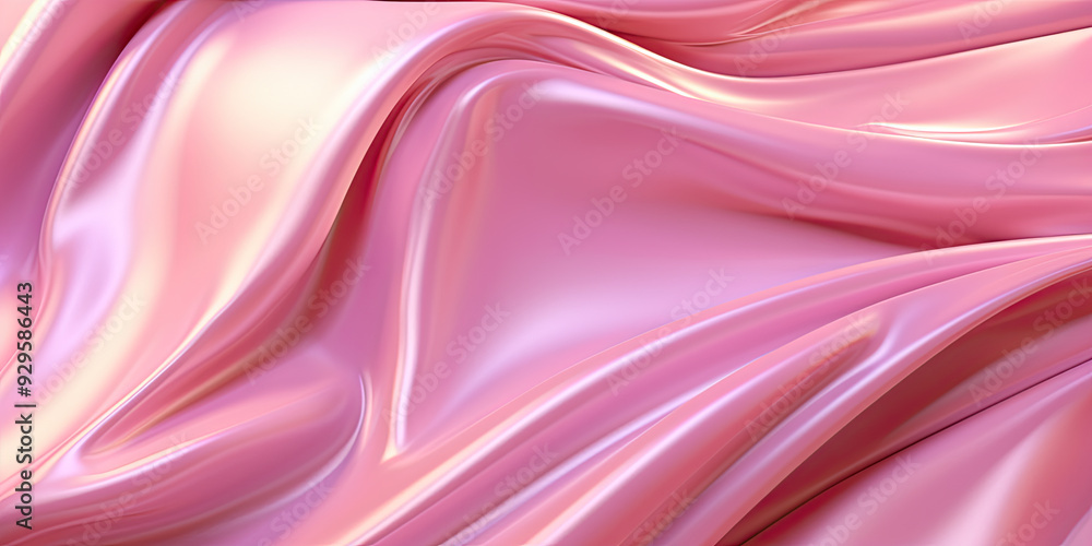 Obraz premium A beautiful abstract image of pink silk fabric with soft waves and a shiny, iridescent texture.
