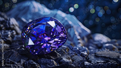 Obraz na płótnie Tanzanite Gemstone Under Twilight Sky w salonie