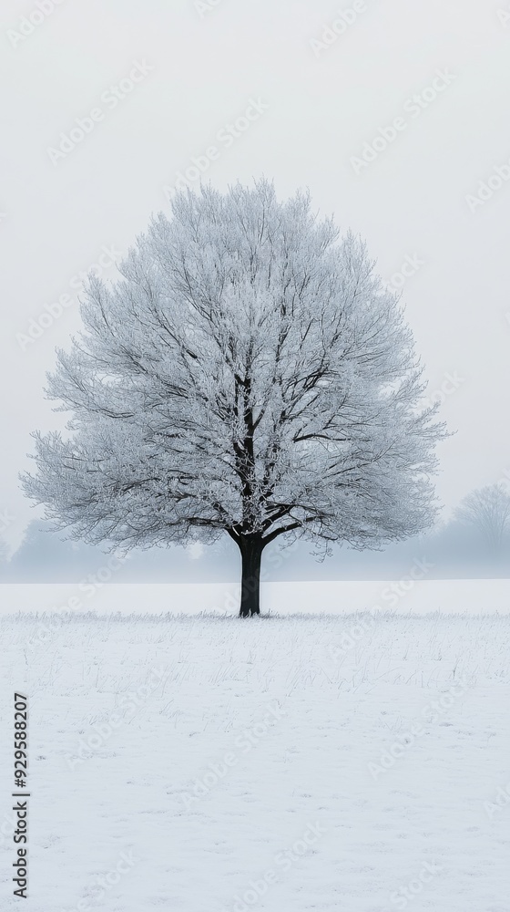Fototapeta premium A stunning real-life image of winter's serene beauty, showcasing snow-covered landscapes, frosted trees, and the tranquil stillness of the season 