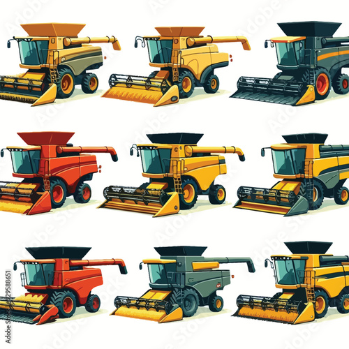 Combine harvester vector illustration