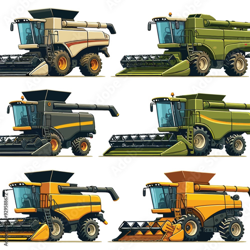 Combine harvester vector illustration