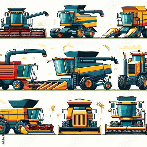 Combine harvester vector illustration