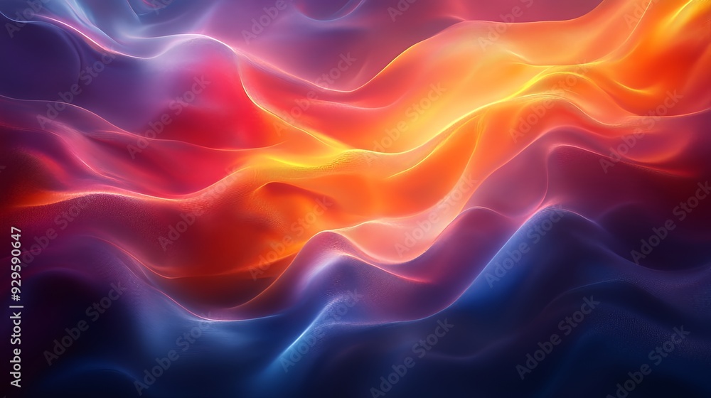 Obraz premium A vibrant abstract image of flowing waves in warm and cool colors.