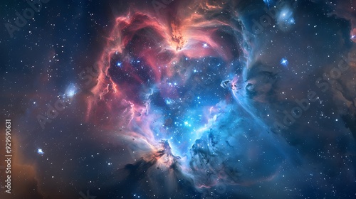 Astro photography space nebula in heart shape