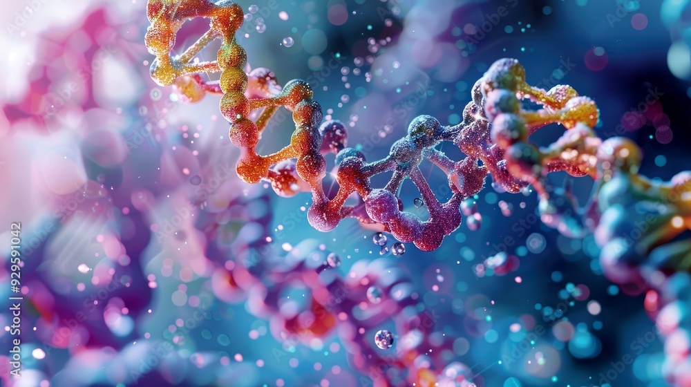 A Colorful and Detailed 3D Model of a DNA Helix A Colorful and Detailed 3D Model of a DNA Helix
