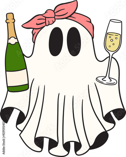 Cute ghost and drink