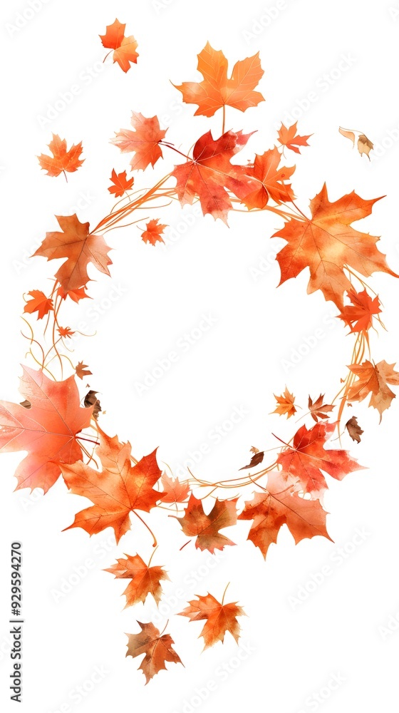 Fototapeta premium Round autumnal leaves frame isolated