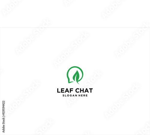 Leaf chat logo design vector.