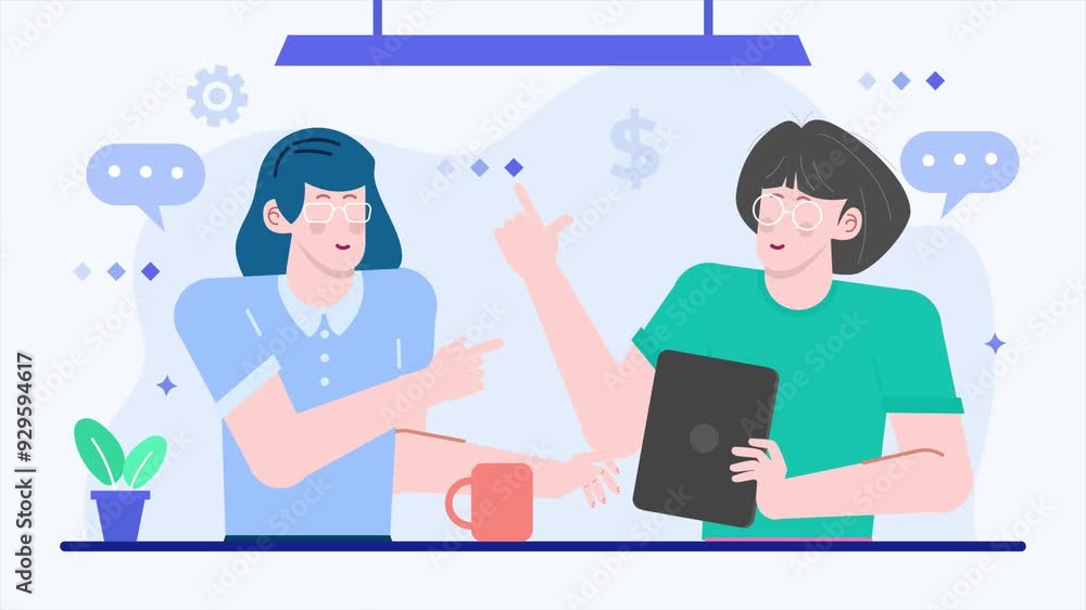 people in office interaction illustration business animated video people in office interaction illustration business animated video