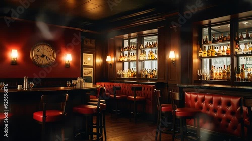 bar interior with classic and vintage style, smooth looping video 4K animation