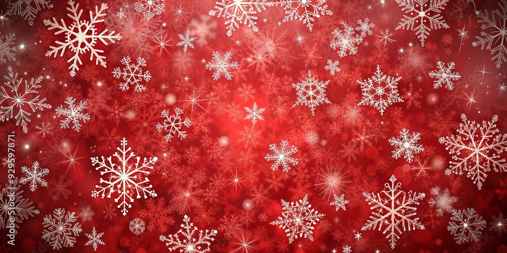 Red festive background with falling snowflakes, perfect for Christmas designs and decorations Red festive background with falling snowflakes, perfect for Christmas designs and decorations