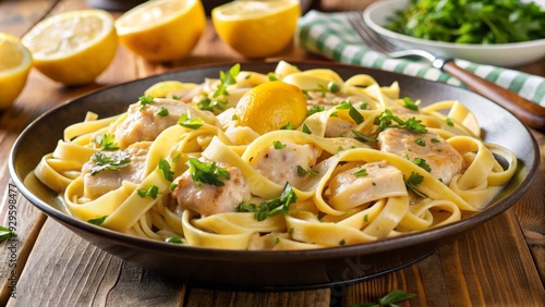 Creamy lemon chicken fettuccine