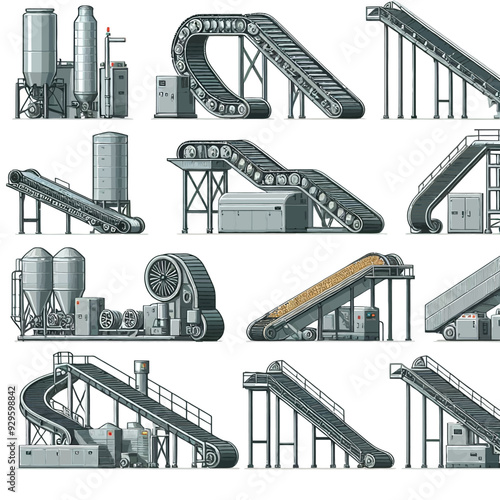 Conveyor belt system vector illustration