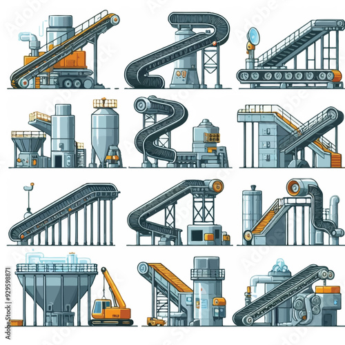 Conveyor belt system vector illustration