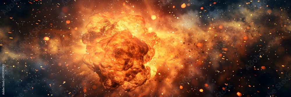 Fototapeta premium Explosion background with fire and particles