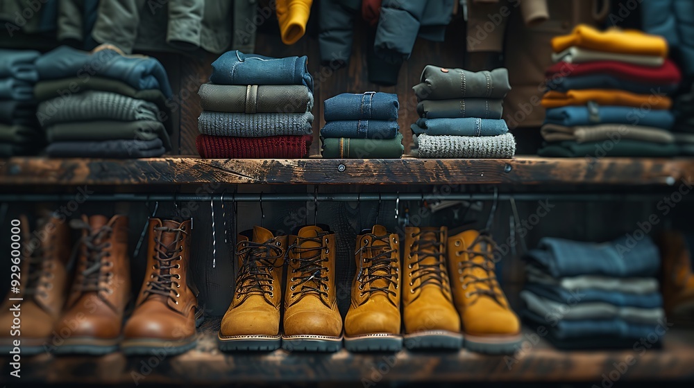 Obraz premium flat lay with clothing items, using shadows effectively and captured with a quality lens 