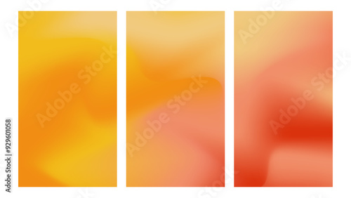 Aesthetic autumn colors smooth gradient vertical background. Collection set fall season gradient colors.