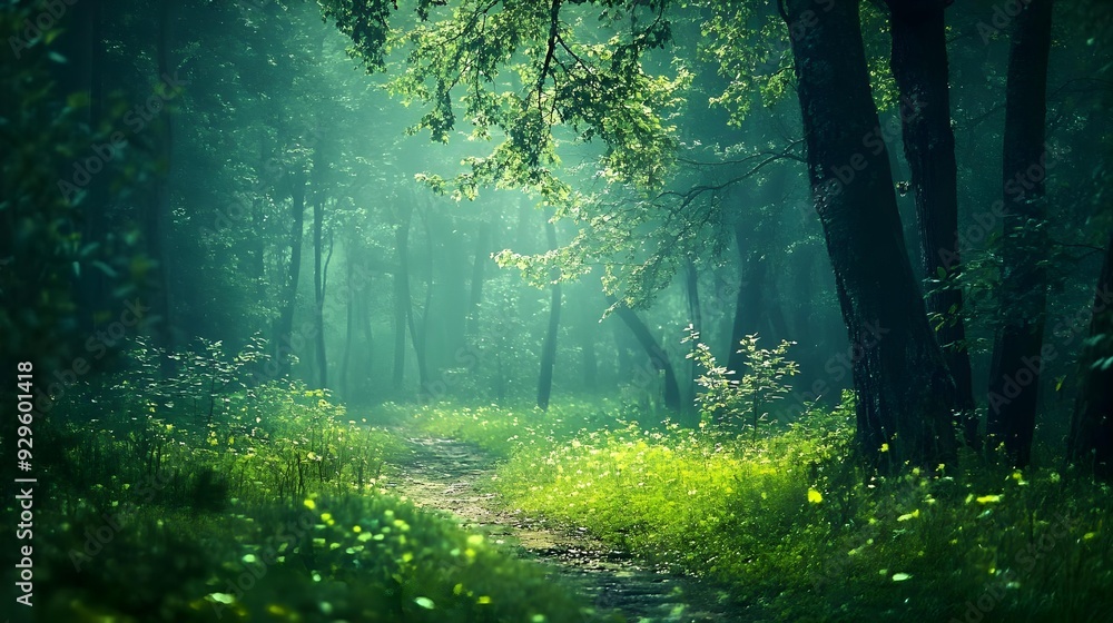 Fototapeta premium Nature green forest landscape