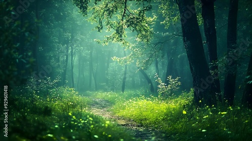 Nature green forest landscape