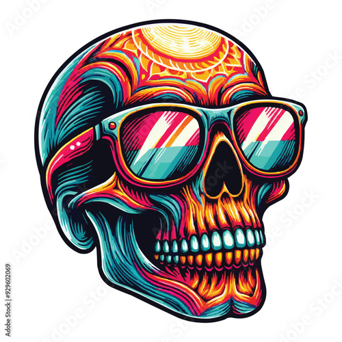 skull wearing cool glasses