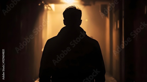 Silhouette of a man in a dark place
