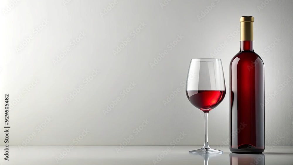 Minimalist flat design of a wine bottle and glass on a clean white background Minimalist flat design of a wine bottle and glass on a clean white background