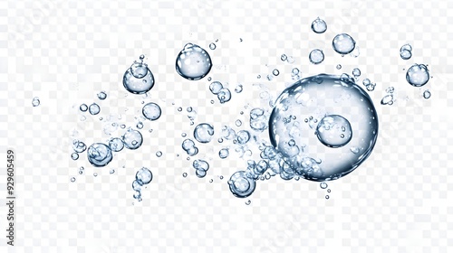 Soda bubbles and water drops