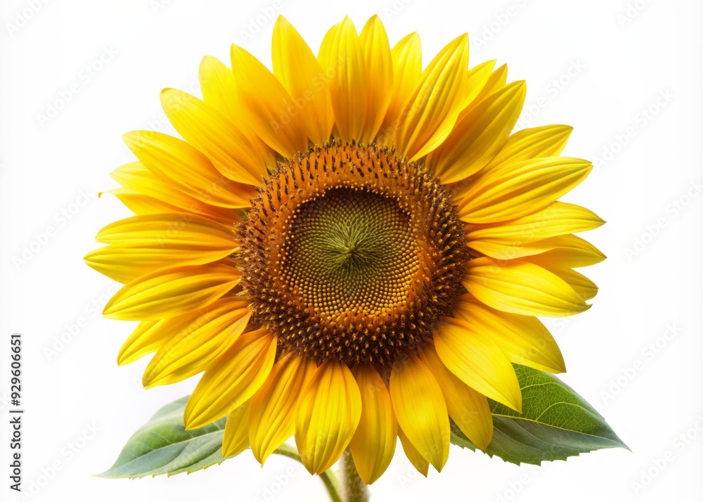 Vibrant yellow petals and dark center of a mature sunflower blossom beautifully isolated on a clean white background, highlighting its natural beauty and shape. Vibrant yellow petals and dark center of a mature sunflower blossom beautifully isolated on a clean white background, highlighting its natural beauty and shape.