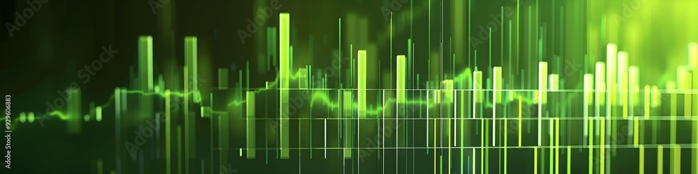 Bar charts with green color going up and down for positive Eco-investing stock market or green investment banking charts Bar charts with green color going up and down for positive Eco-investing stock market or green investment banking charts
