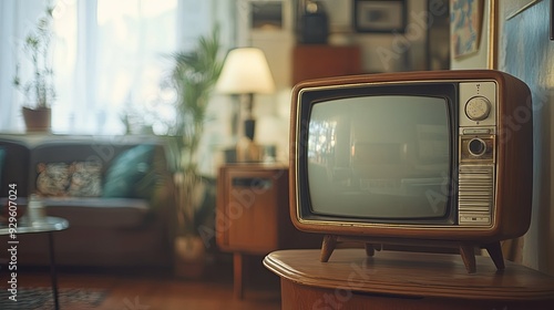 Nostalgic Vibes. Vintage TV with Retro Design Focus photo