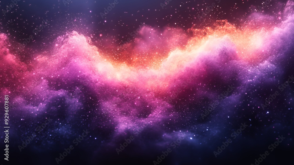 Fototapeta premium A vibrant cosmic scene with colorful nebulae and sparkling stars.