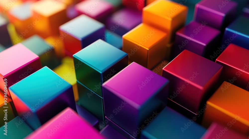 Abstract 3D Pattern with Vibrant Colored Cubes Abstract 3D Pattern with Vibrant Colored Cubes