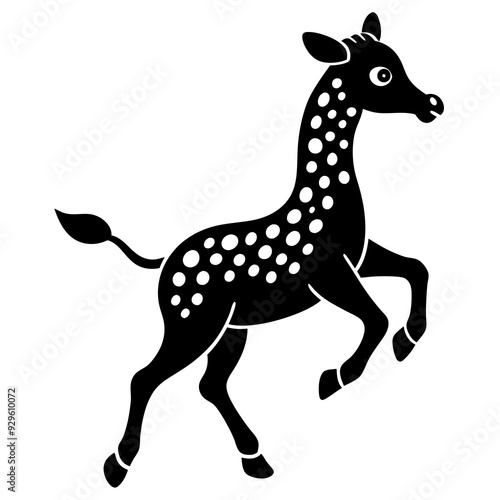 little giraffe jump black silhouette