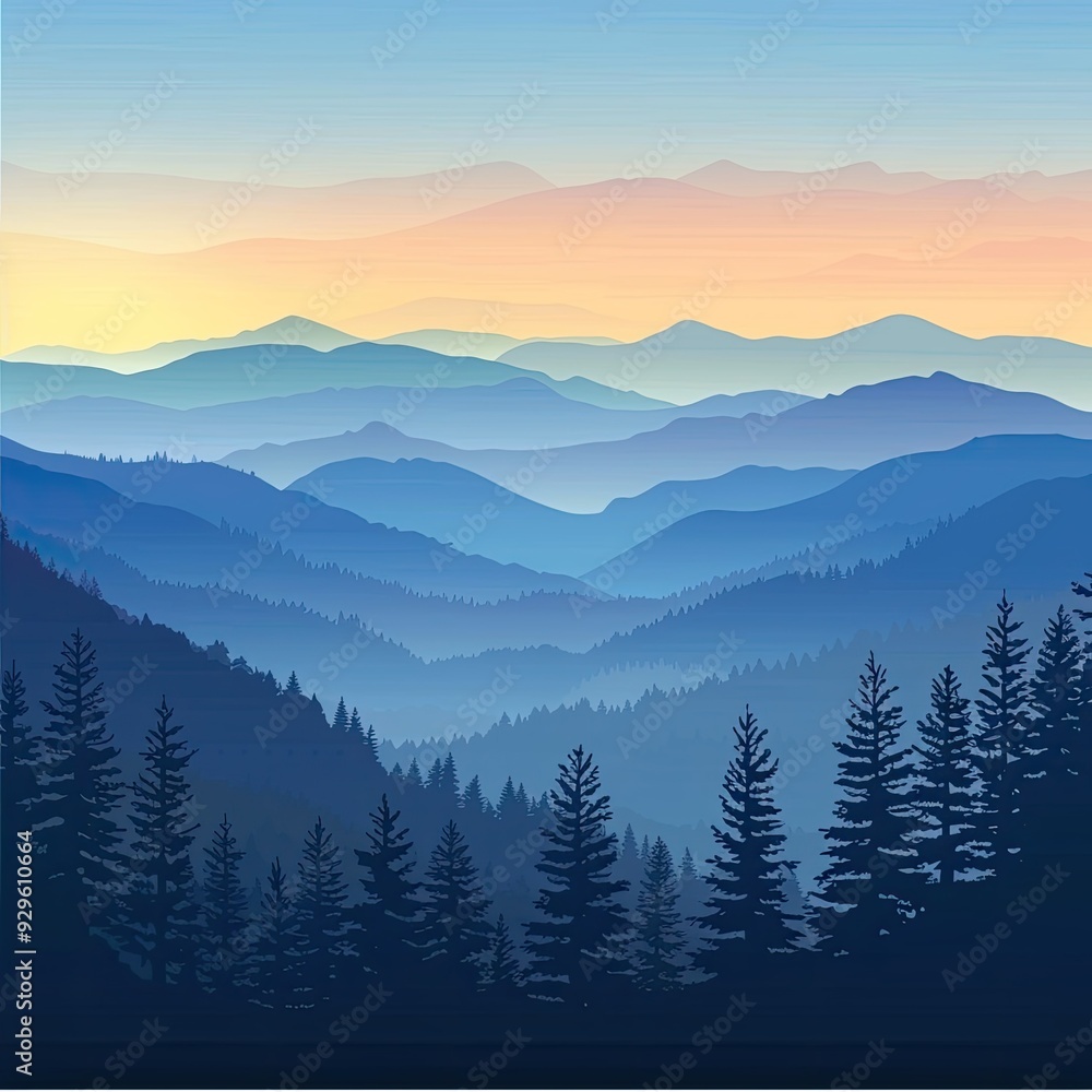 Fototapeta premium Mountain Landscape at Sunset
