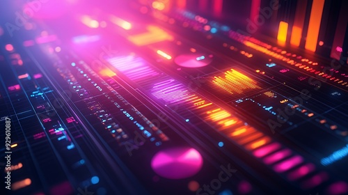 Wallpaper Mural A vibrant digital interface showcasing audio waveforms and visual data representation. Torontodigital.ca