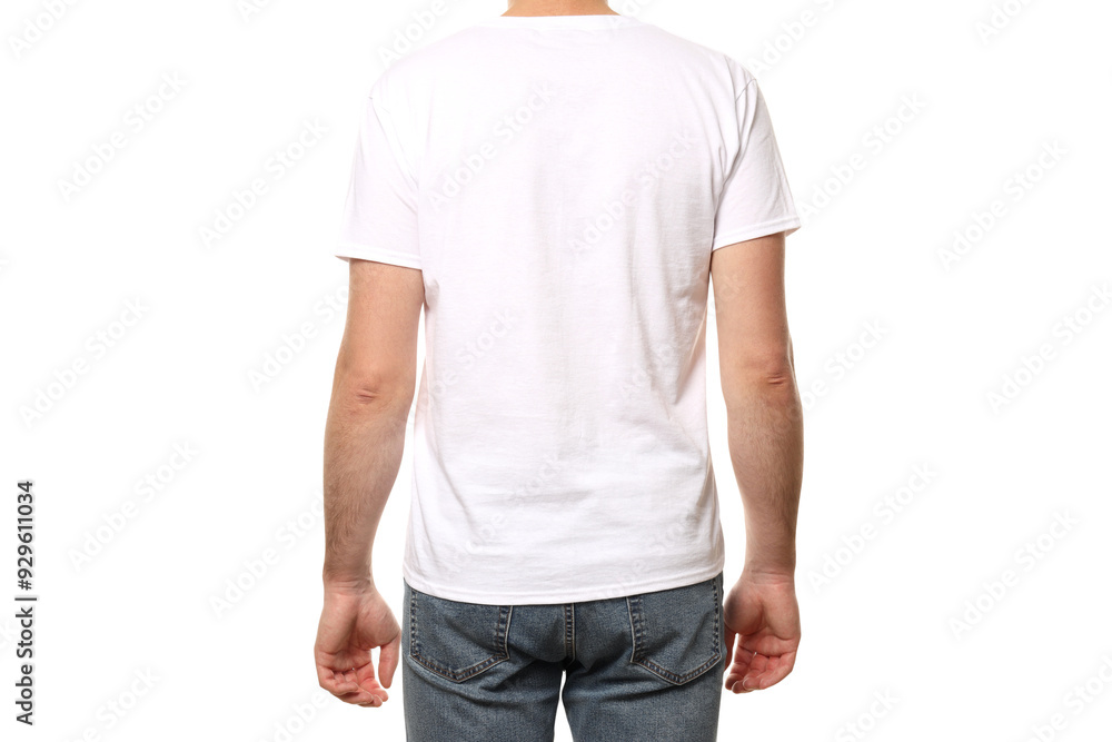 Obraz premium PNG,A guy in a white T-shirt, isolated on white background