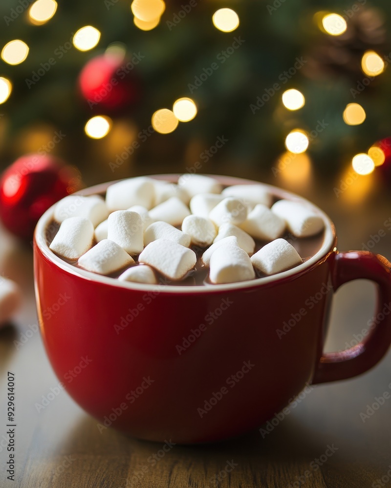 red cup of hot cocoa with christmas marshmellow red cup of hot cocoa with christmas marshmellow