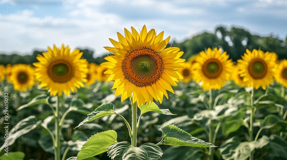 A vibrant field of sunflowers under a blue sky, showcasing nature's beauty. A vibrant field of sunflowers under a blue sky, showcasing nature's beauty.