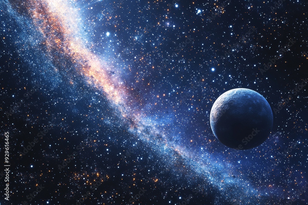 Obraz premium Space cosmic illustration with planets scene created with Generative AI